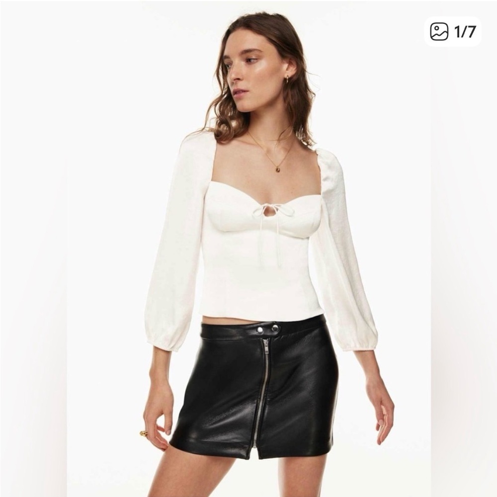 Wilfred Cream Smocked Bustier Top with Tie Front
